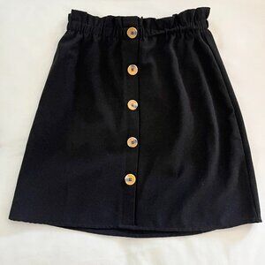 Black Button-Front Skirt